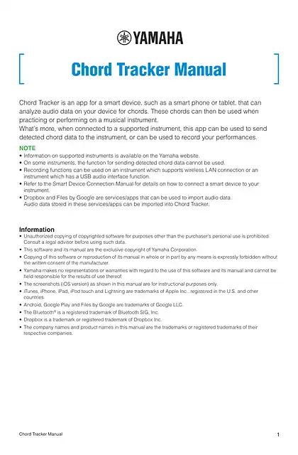 yamaha雅马哈Chord Tracker Manual